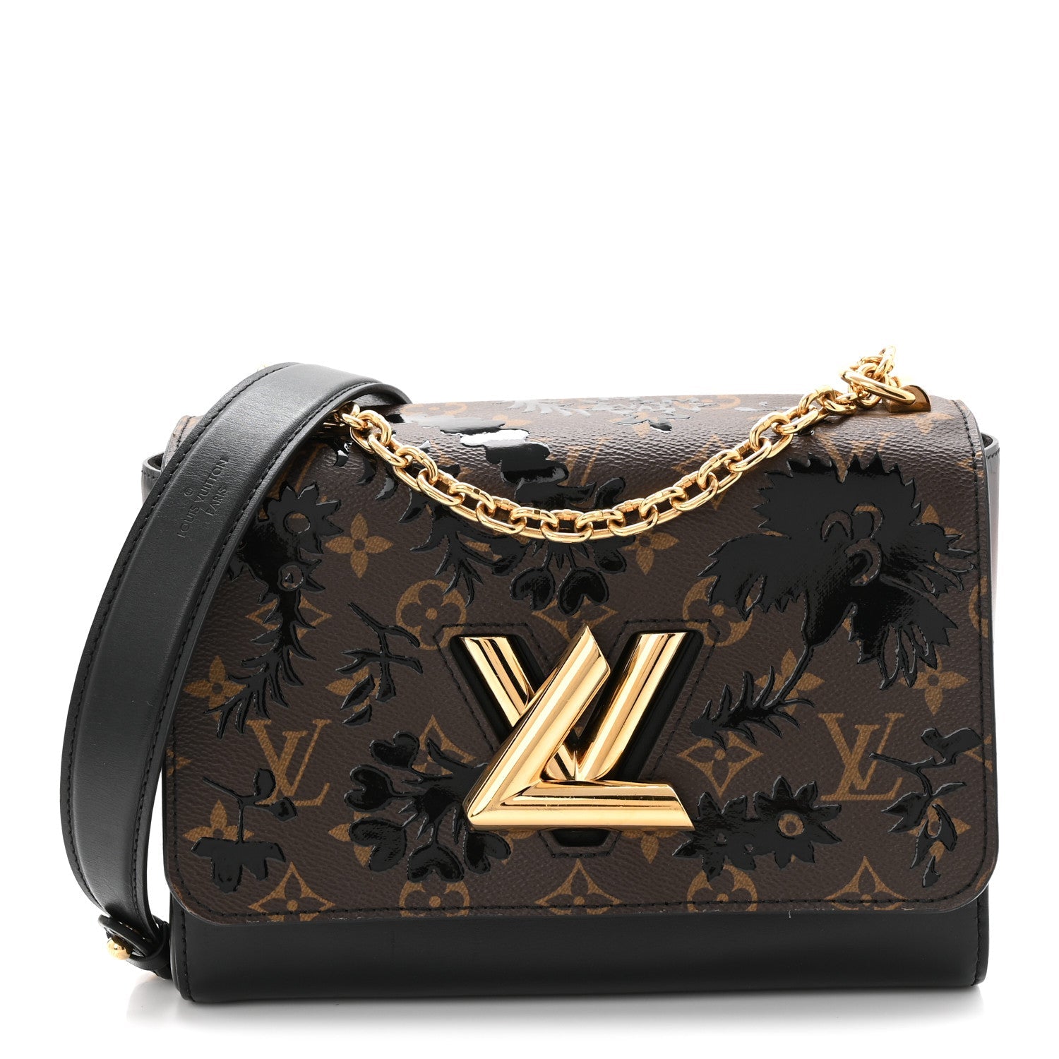 Calfskin Monogram Blossom Twist MM Black
