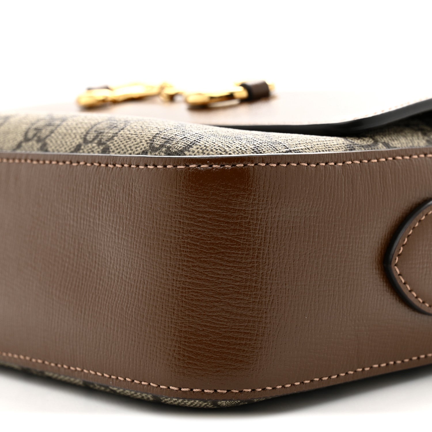 GG Supreme Monogram Small Horsebit 1955 Shoulder Bag Beige Brown Sugar