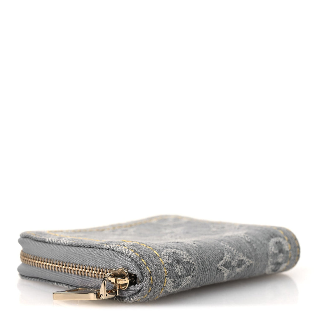 Denim Monogram Zippy Coin Purse Washed Gray