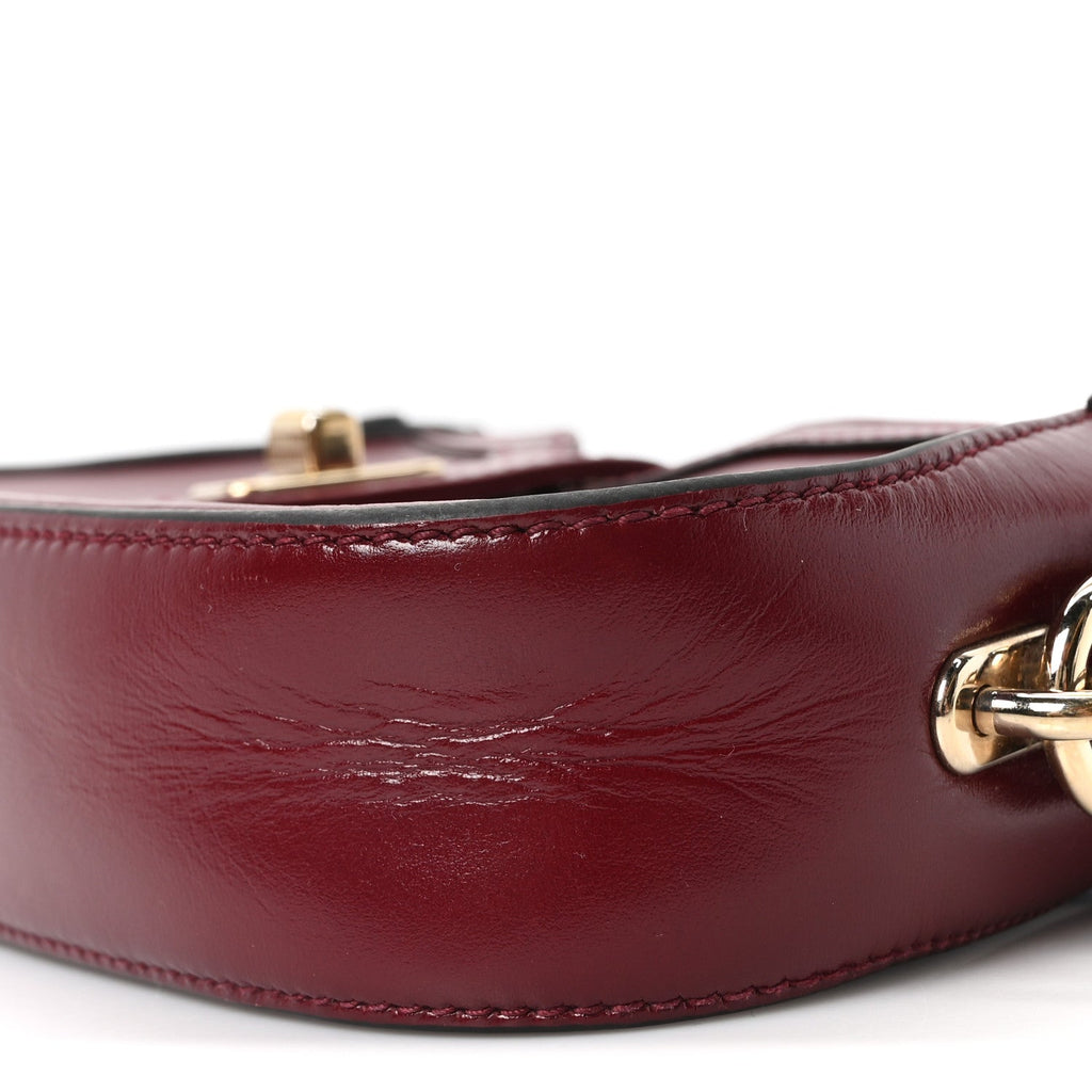 Calfskin Mini Moon Side Shoulder Bag Rosso Ancora