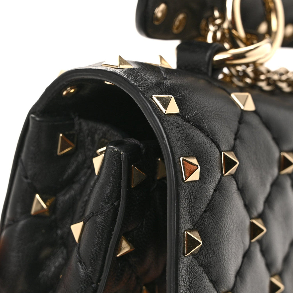 Nappa Small Rockstud Spike Shoulder Bag Black