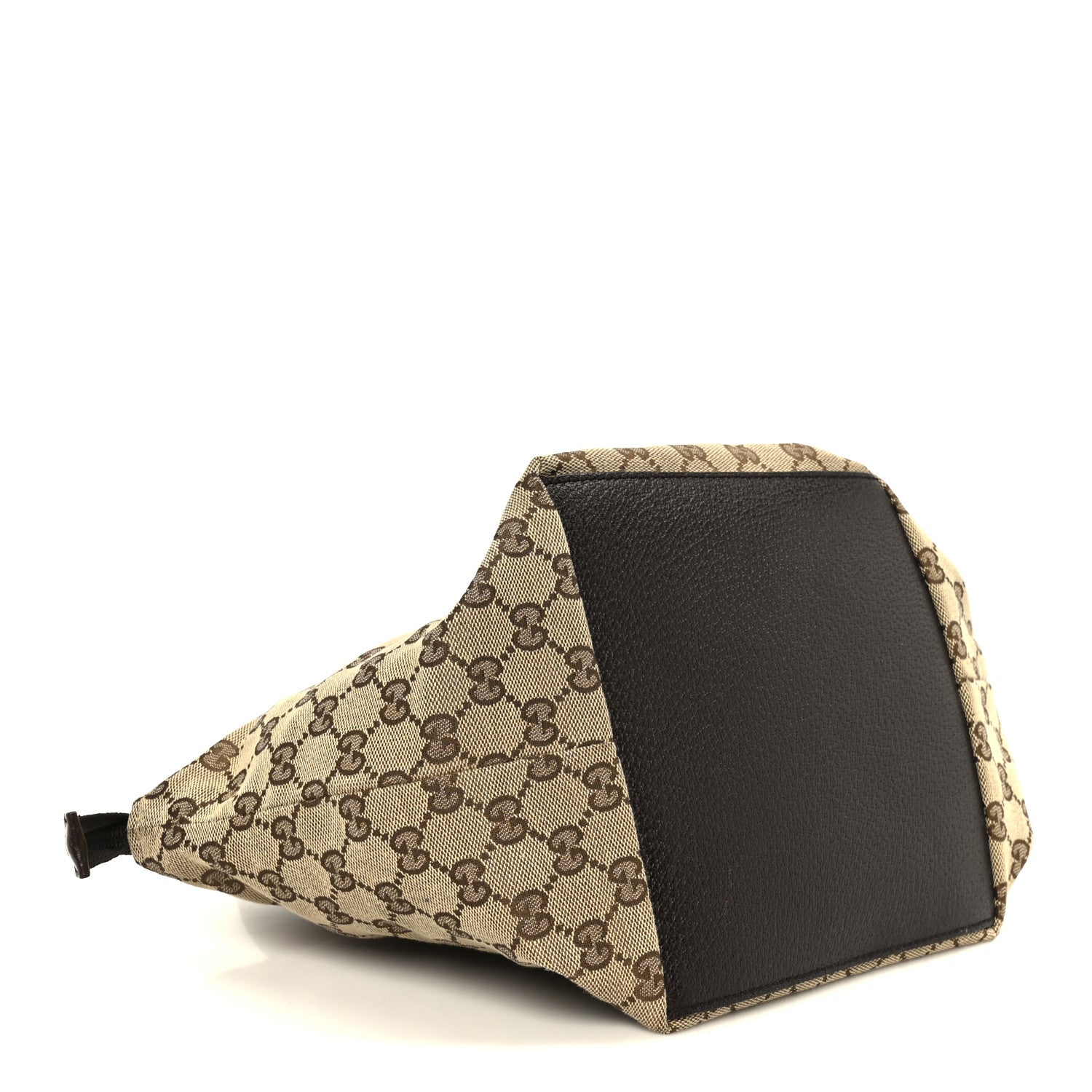 GG Monogram Small Web Handle Bucket Tote Dark Brown