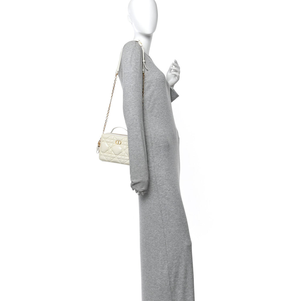 Calfskin Macrocannage Caro Box Bag Latte