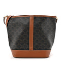 Triomphe Canvas Calfskin Medium Bucket Bag Tan