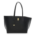 Calfskin Monogram Motif TB Medium Soft Tote Black