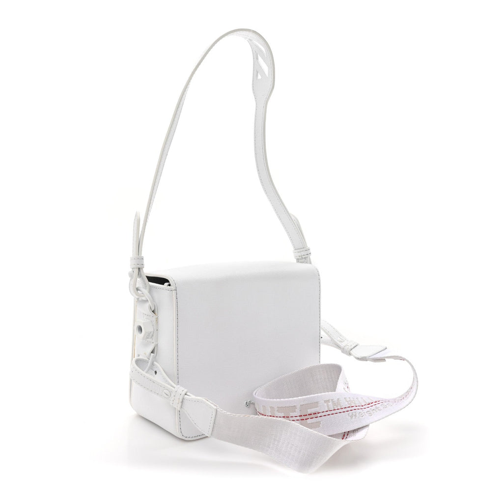 Saffiano Striped Mini Diag Binder Clip Bag White Black