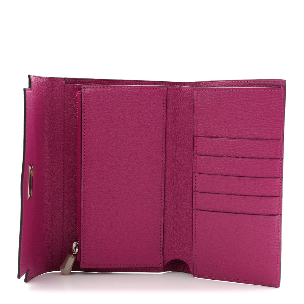 Chevre Mysore Medium Kelly Wallet Fuchsia