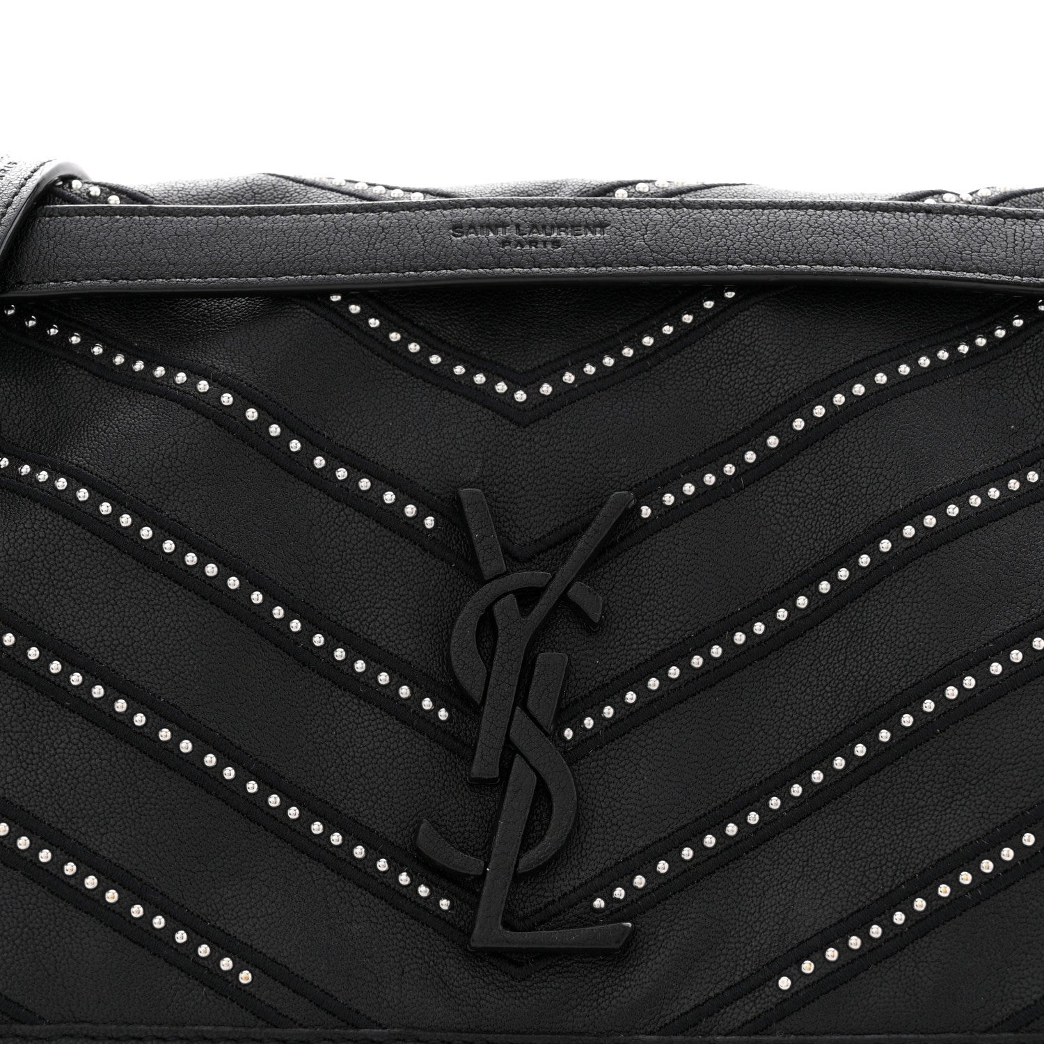 Calfskin Matelasse Monogram Microstud Medium Niki Chain Satchel Black