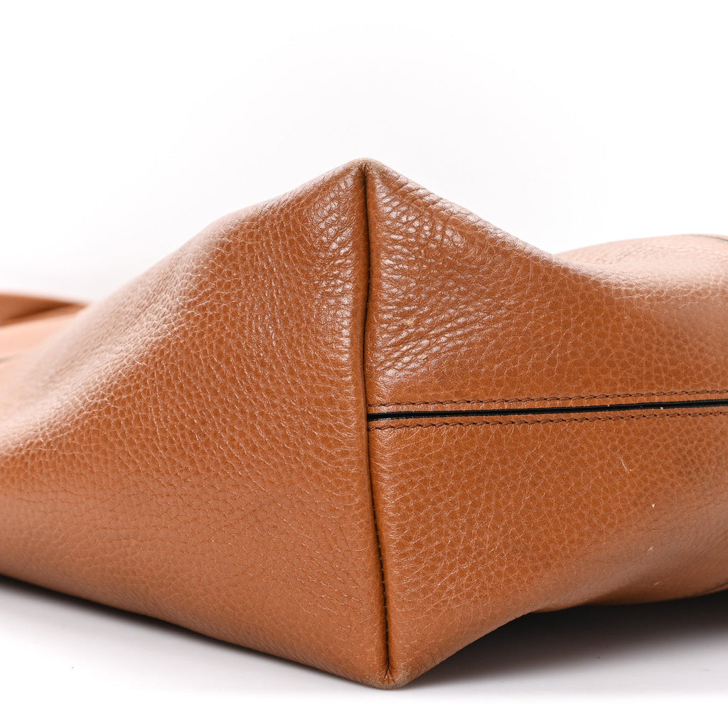Grained Calfskin Large Spin Tote Clay Brown