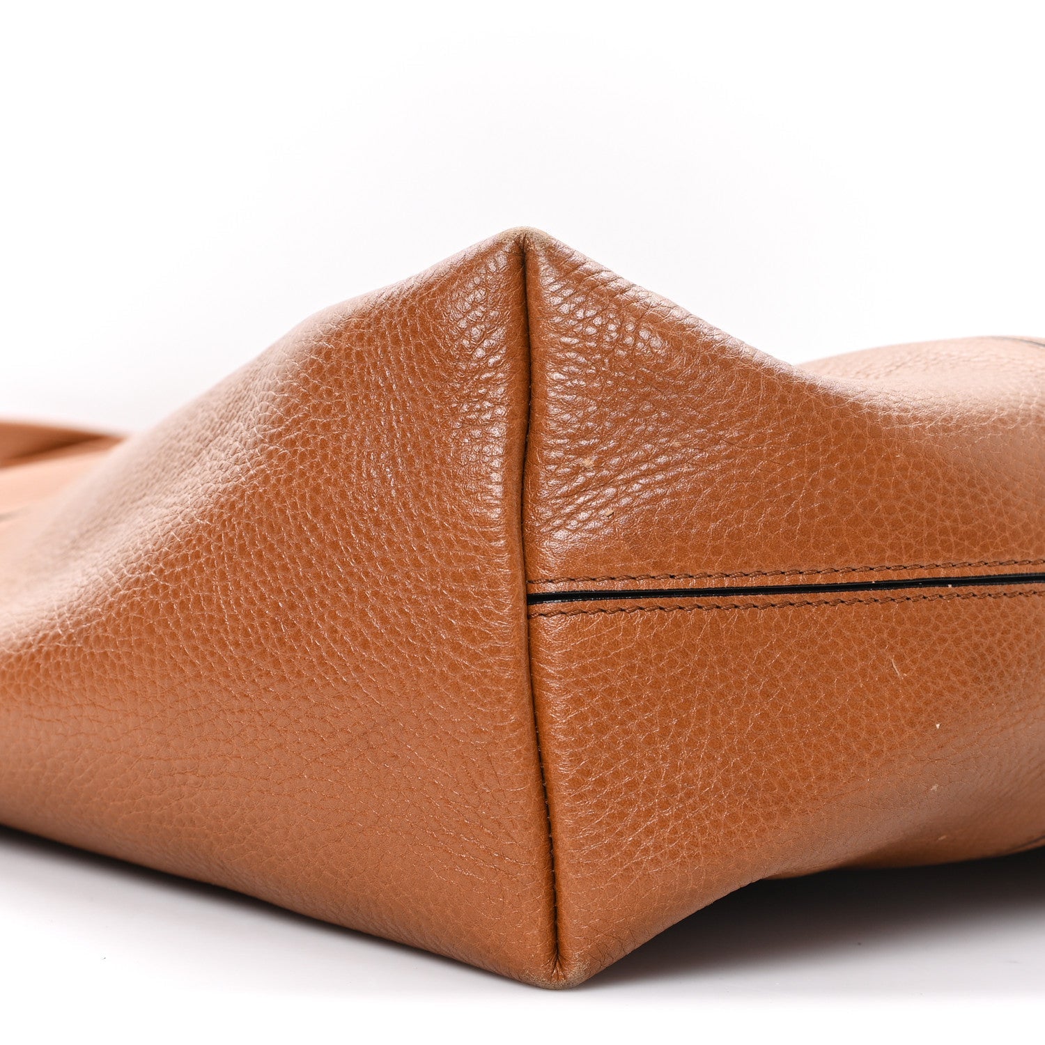Grained Calfskin Large Spin Tote Clay Brown