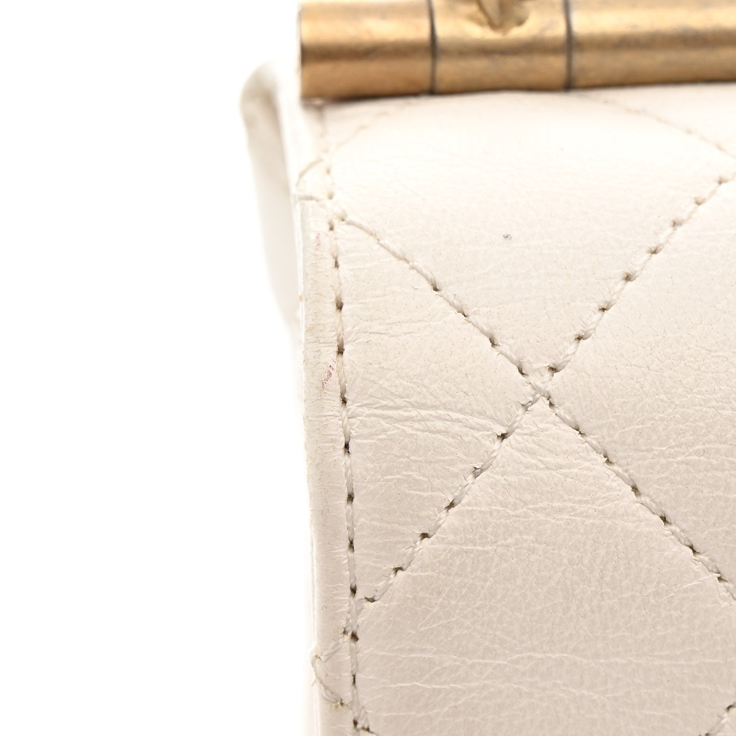 Lambskin Quilted La Parisienne Top Handle Flap White