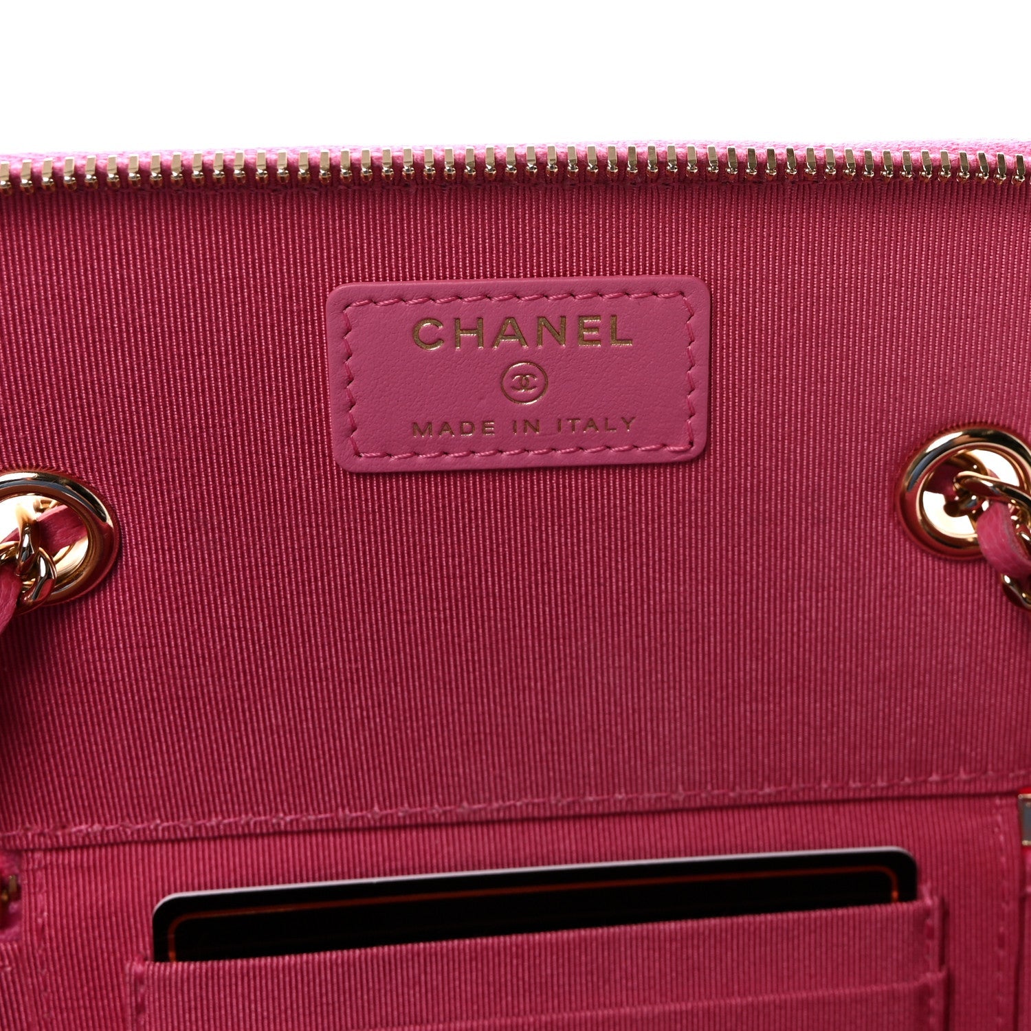 Caviar Quilted Small Vanity Case With Chain Pink