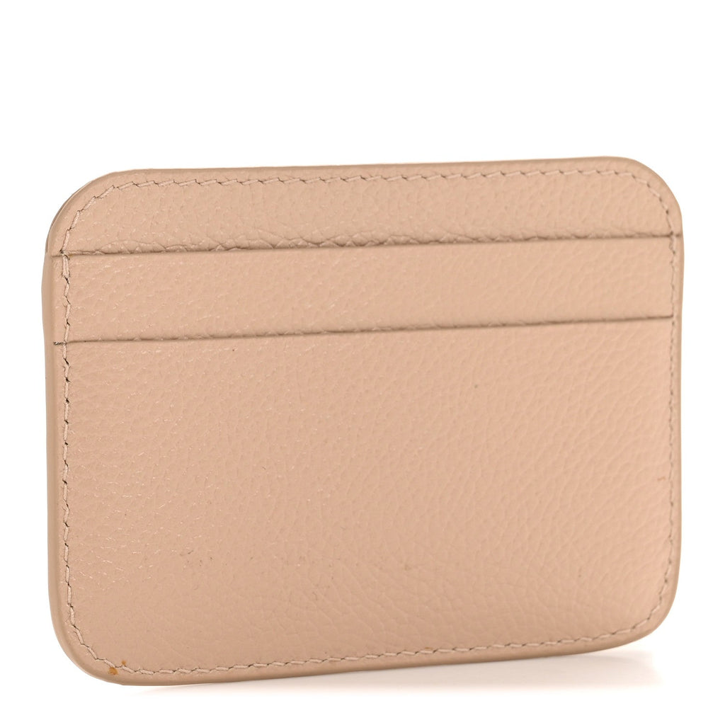 Grained Calfskin Logo Cash Rounded  Holder Beige