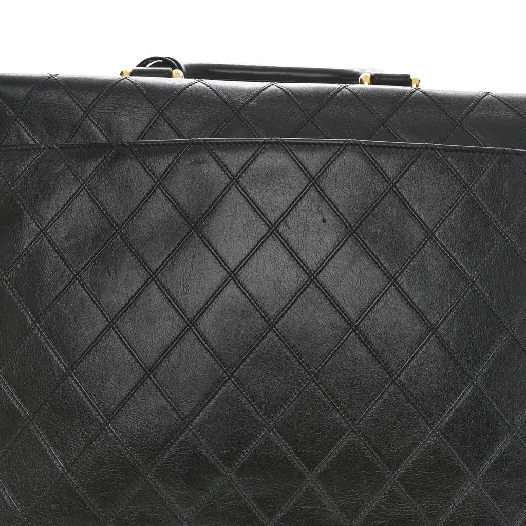 Lambskin Stitched Briefcase Bag Black