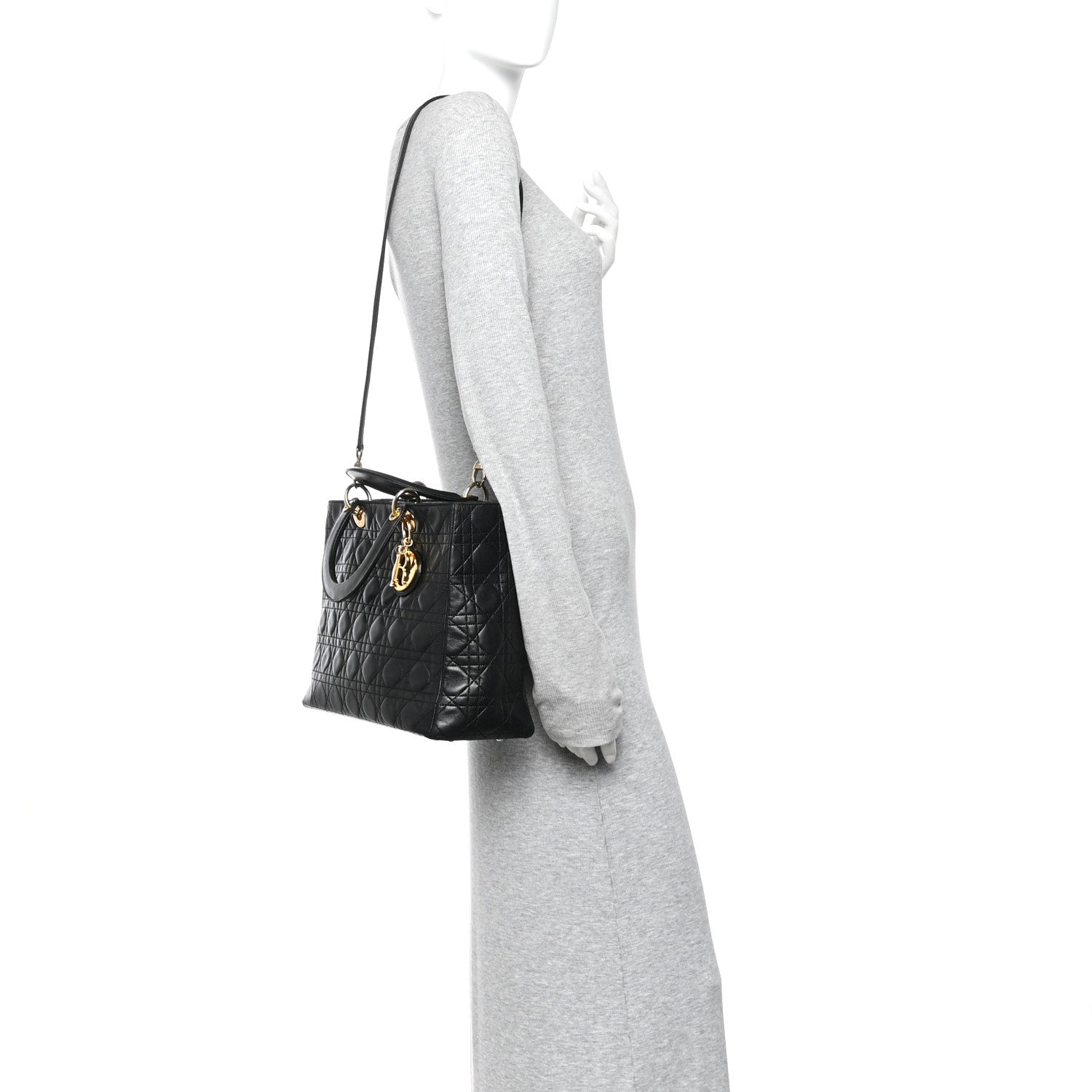 Lambskin Cannage Large Lady Dior Black