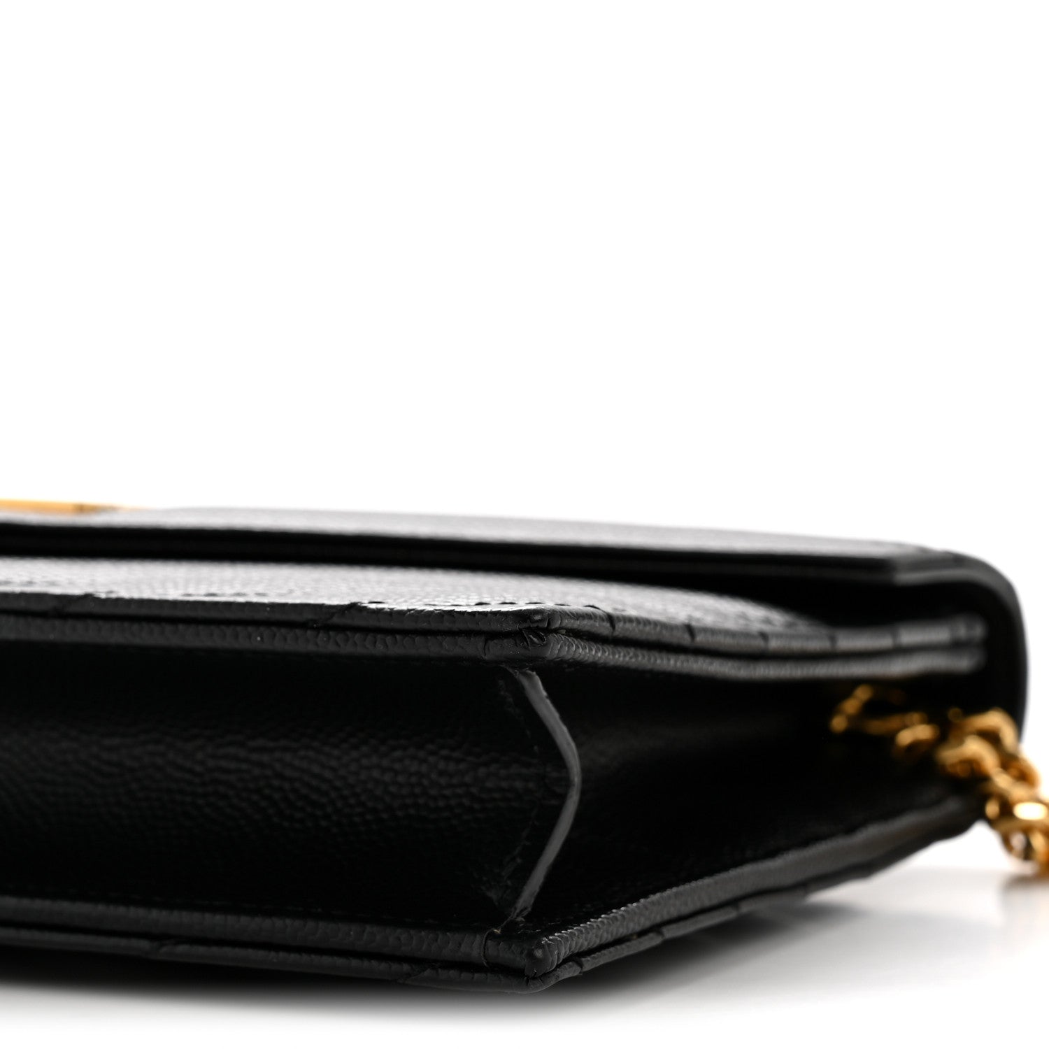 Grain De Poudre Matelasse Chevron Monogram Envelope Chain Wallet Black