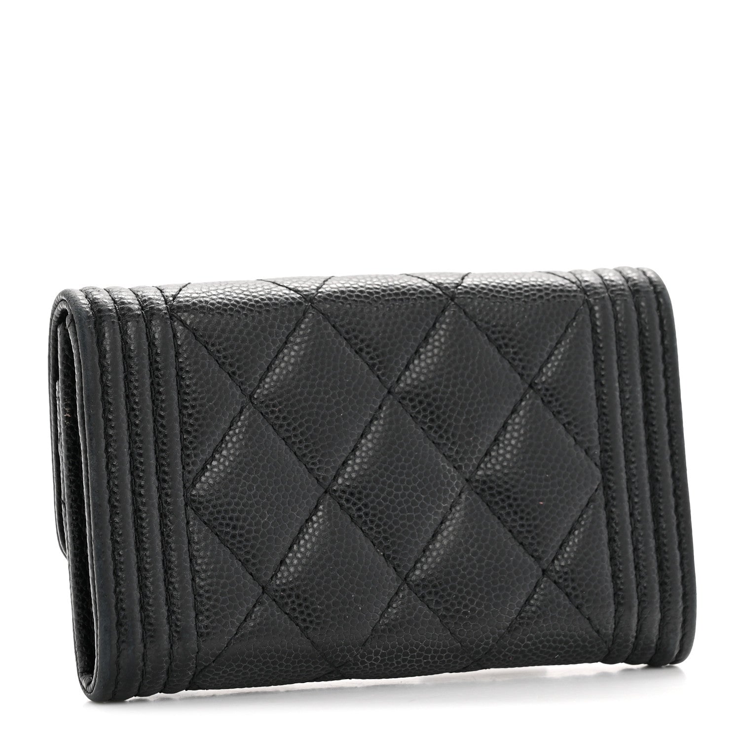 Caviar Quilted Boy Flap  Holder Black