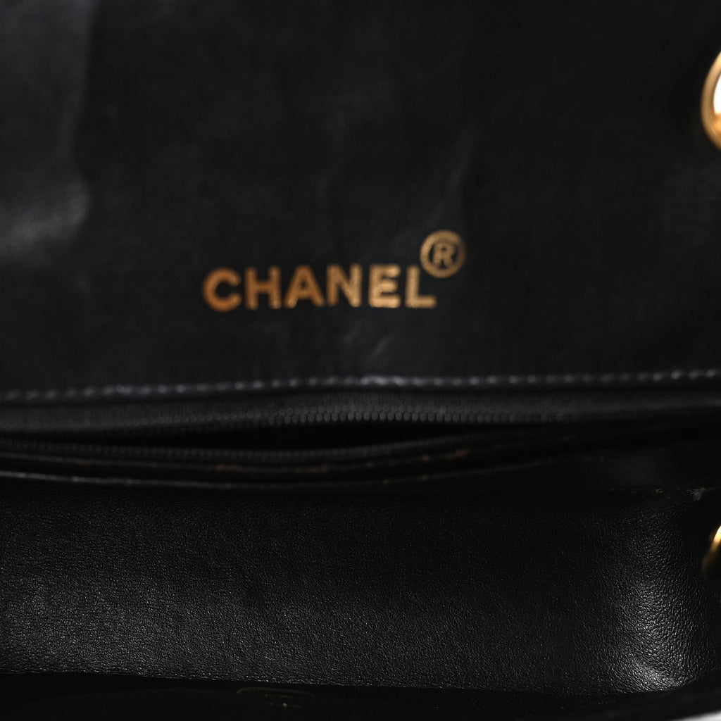 Patent Quilted Small Diana Flap Black