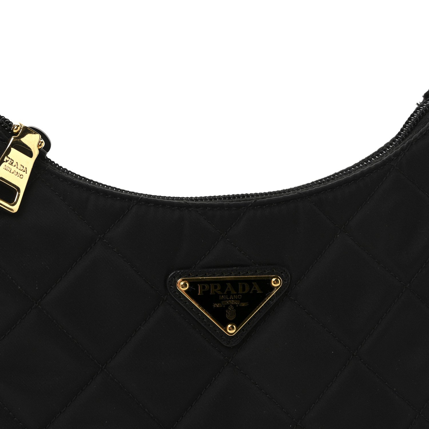 Tessuto Nylon Stitched Shoulder Bag Black