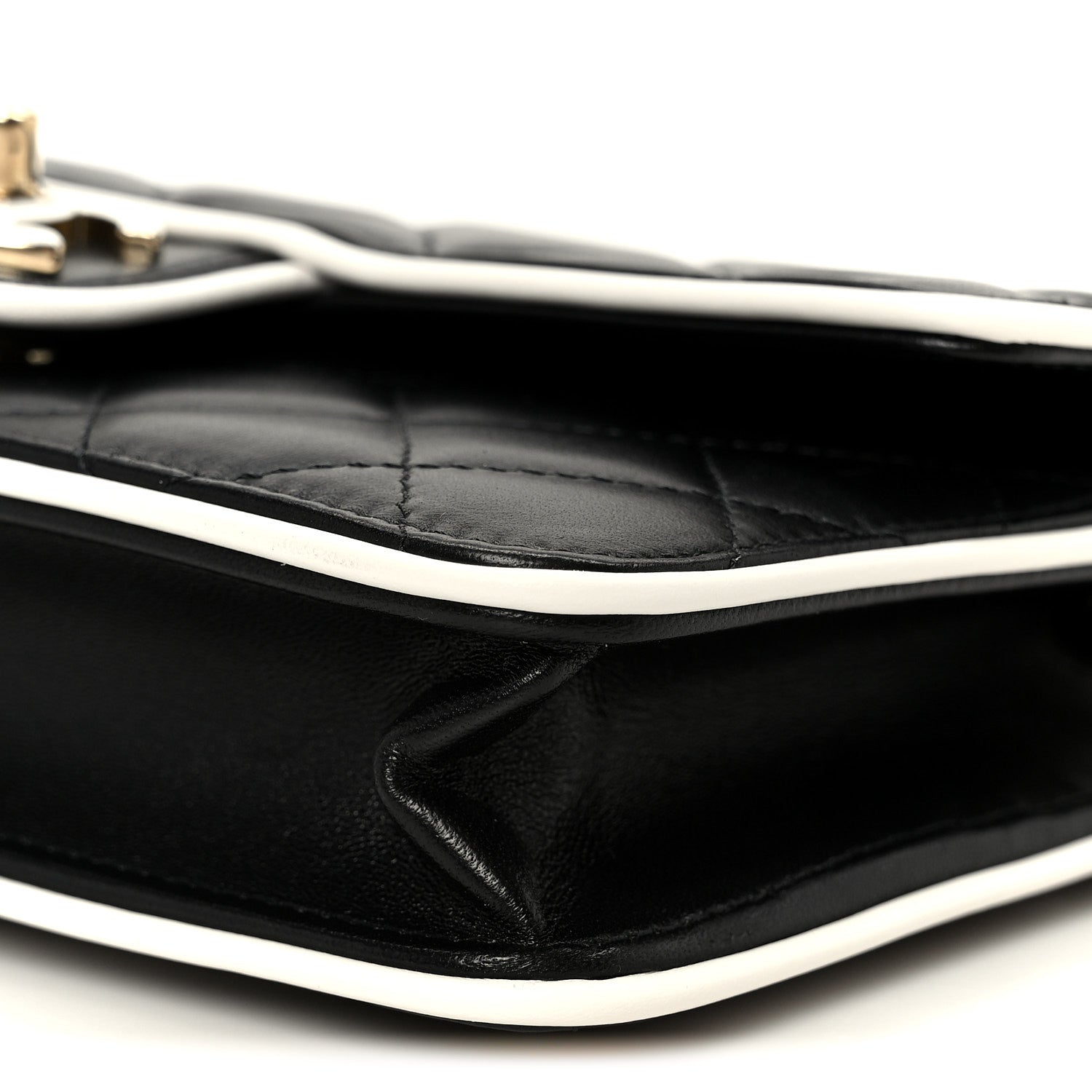 Lambskin Quilted Resin CC Mini Flap Bag Black White