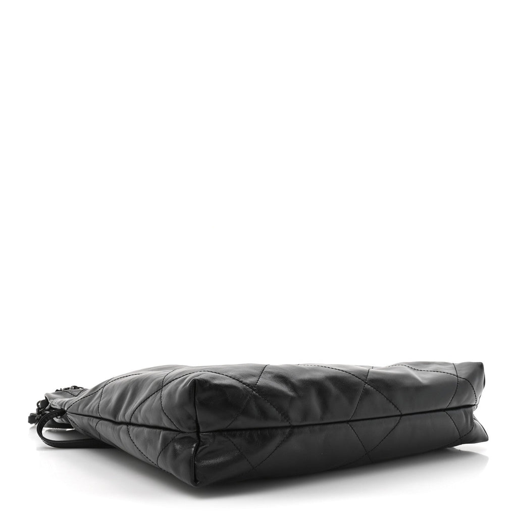 Shiny Calfskin Quilted Small Chanel 22 So Black