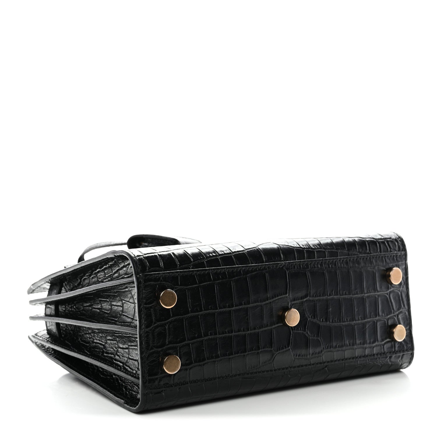 Calfskin Crocodile Embossed Nano Sac De Jour Black