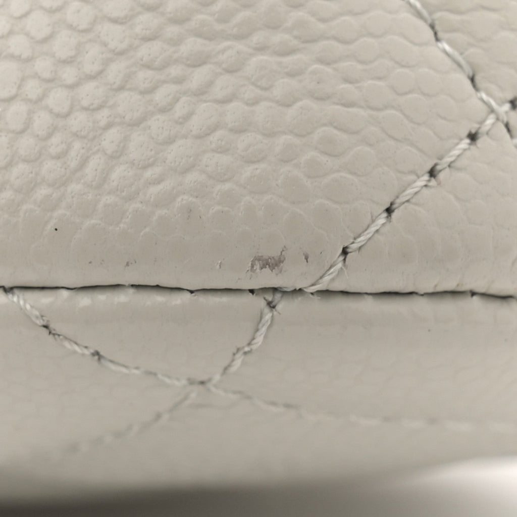 Caviar Quilted Classic Clutch With Chain Light Grey
