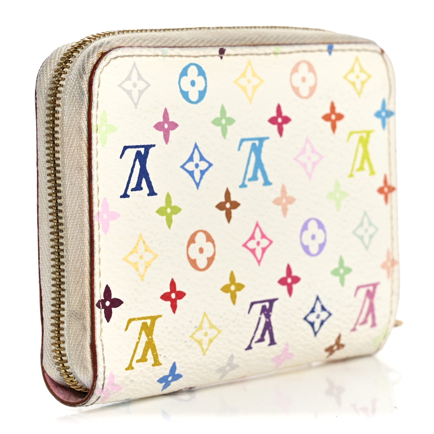 Monogram Multicolor Zippy Coin Purse Wallet White Litchi