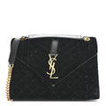 Velvet Tri-Quilt Monogram Medium College Bag Black