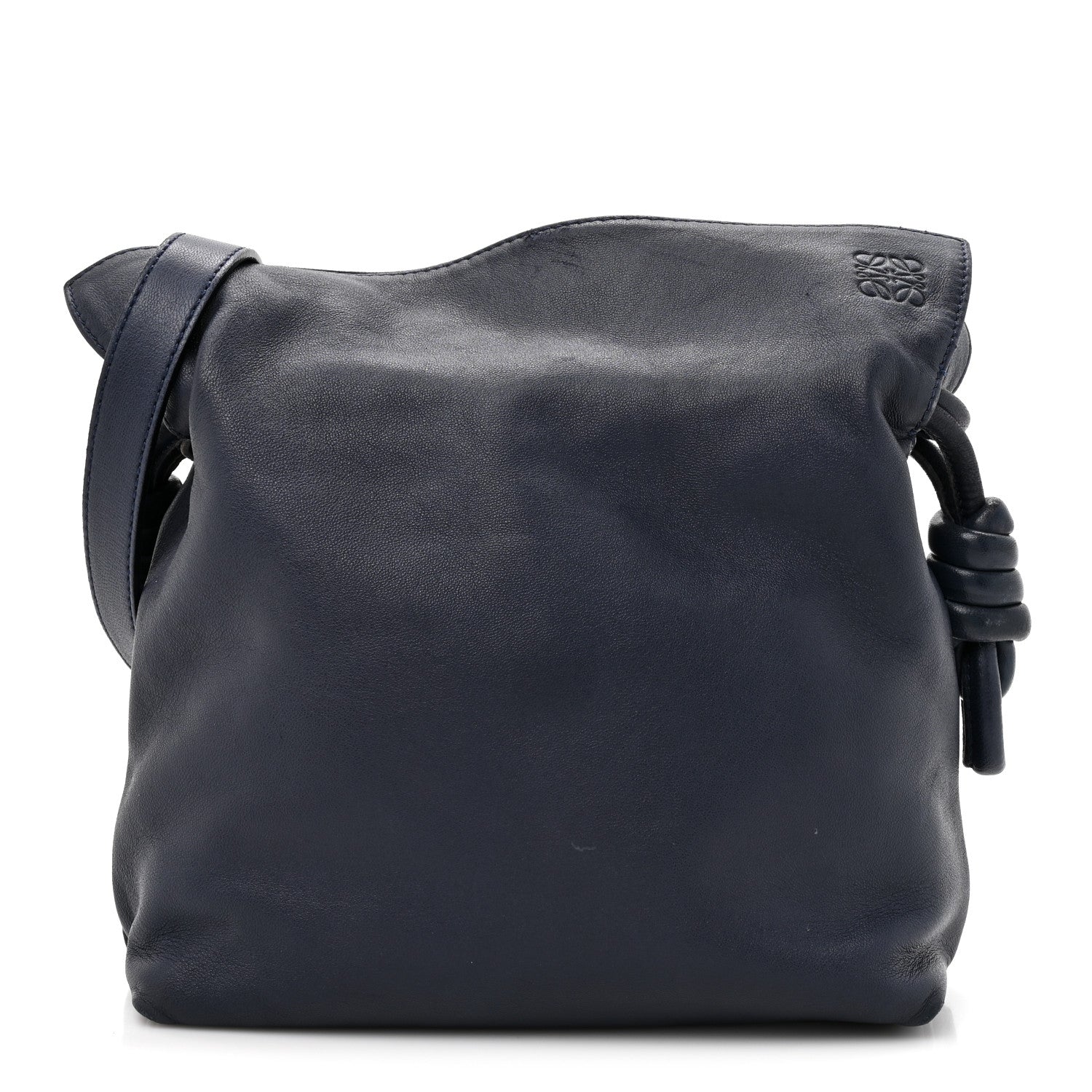 Calfskin Mini Flamenco Knot Clutch Abyss Blue