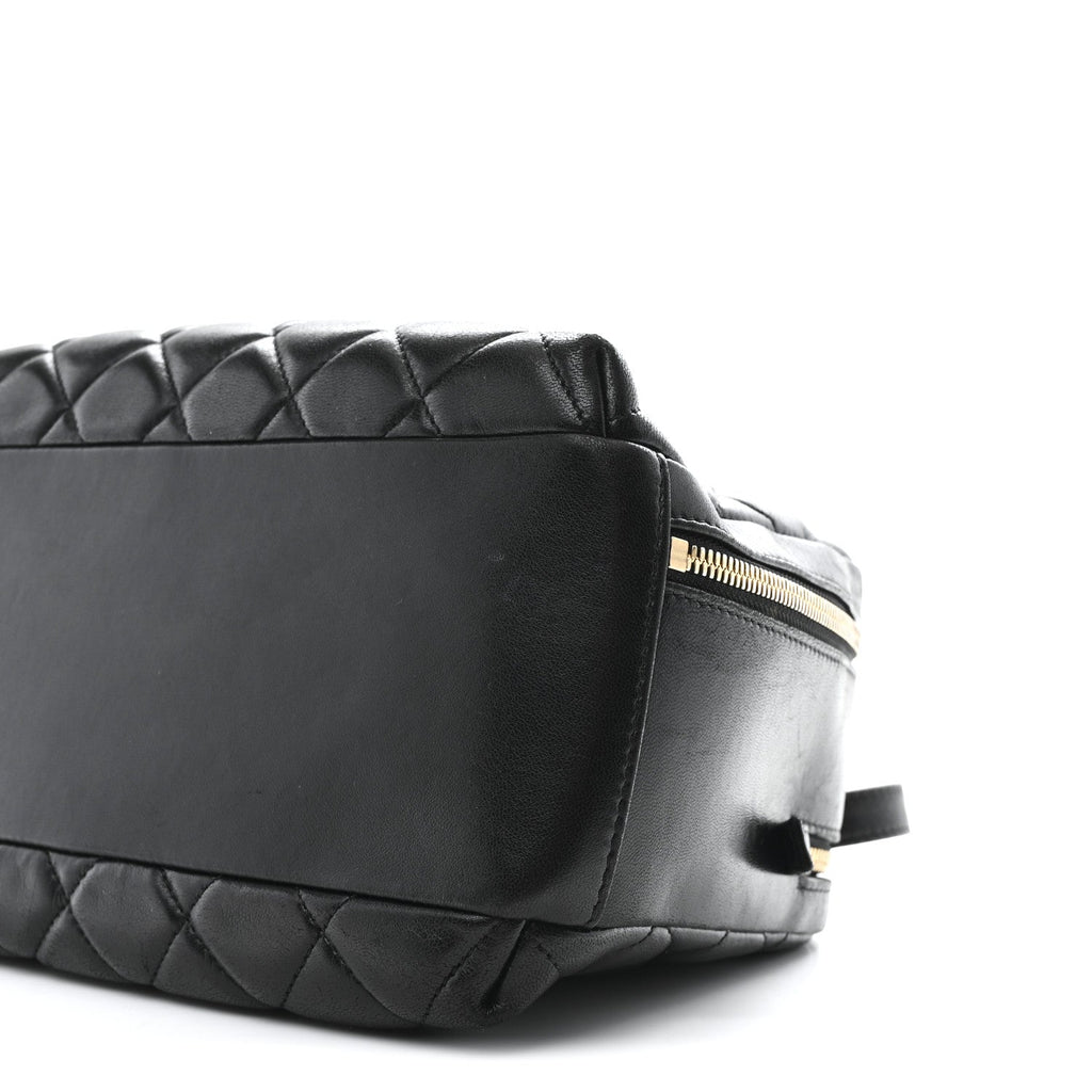 Lambskin Quilted Medium Trendy CC Bowling Bag Black