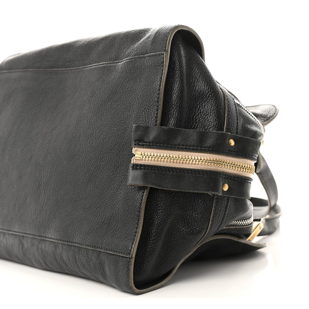 Goatskin Large Dalston Satchel Black