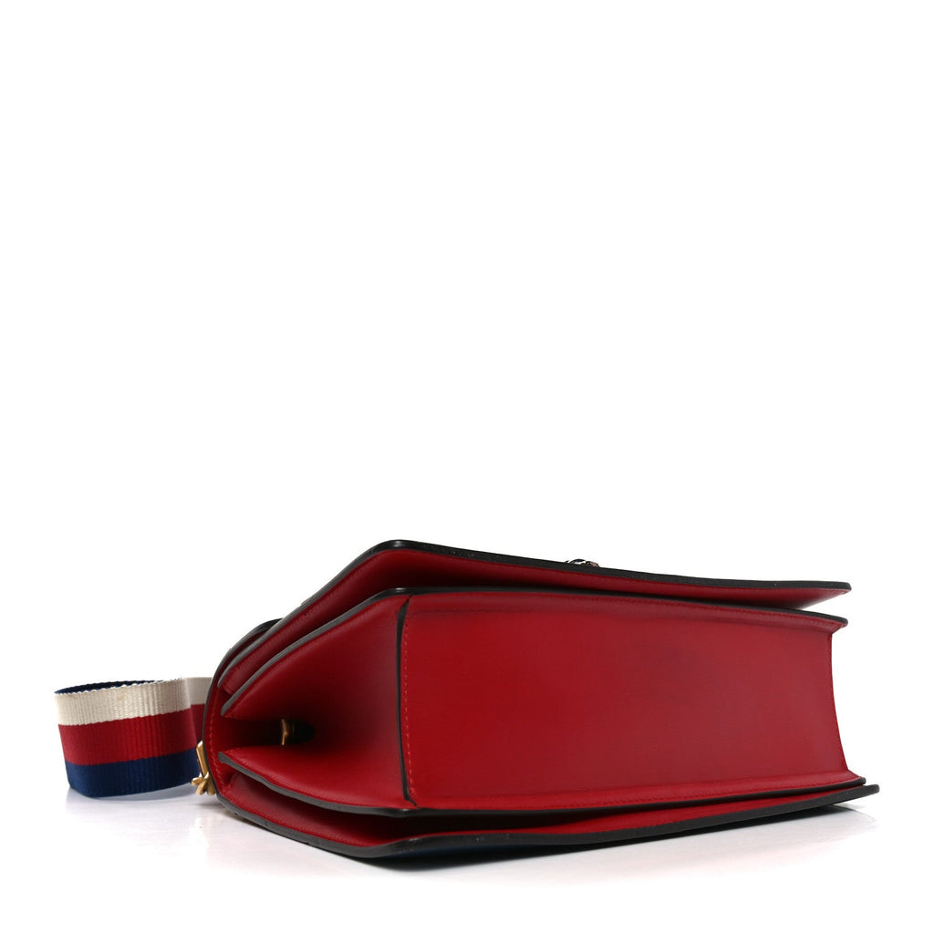 Calfskin Sylvie Web Small Queen Margaret Top Handle Bag Blue Agata Hibiscus Red Mystic White Sugar Pink