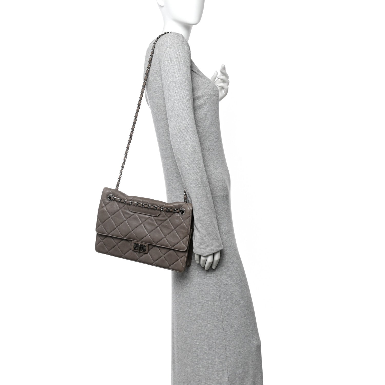 Washed Lambskin Jumbo Take Away Flap Grey