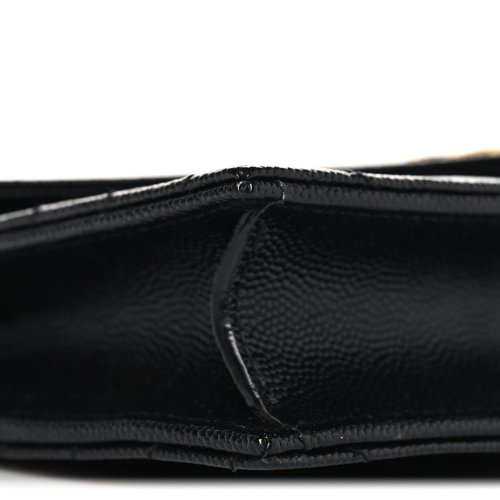 Grain De Poudre Matelasse Chevron Monogram Envelope Chain Wallet Black