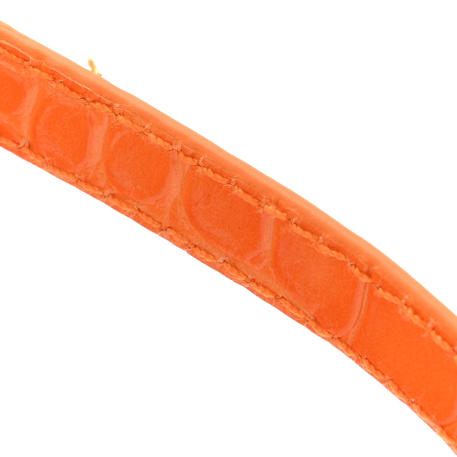 Shiny Calfskin Crocodile Embossed Small Hourglass Top Handle Bag Pop Orange