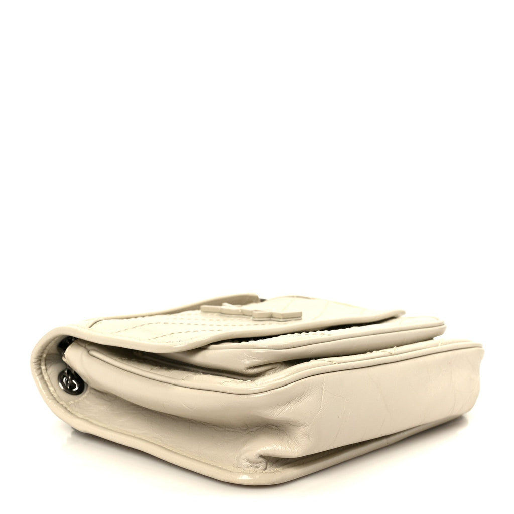 Crinkled Calfskin Matelasse Monogram Baby Niki Chain Satchel Crema Soft