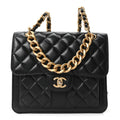 Aged Calfskin Quilted Double You Backpack Black