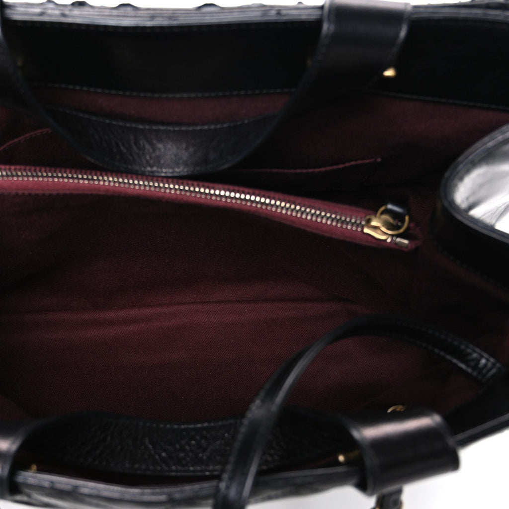 Snakeskin Glazed Calfskin Quilted Urban Mix Tote Black