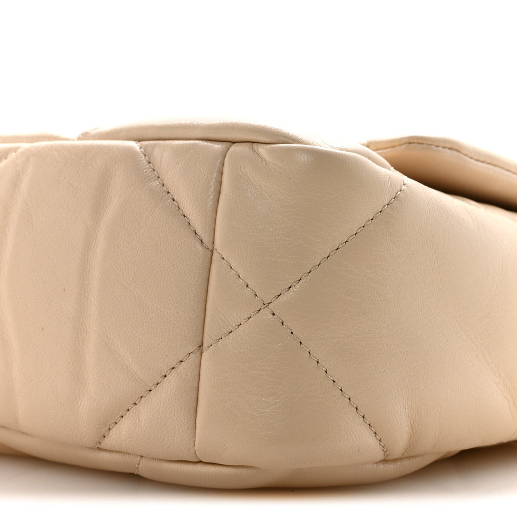 Goatskin Quilted Medium Chanel 19 Flap Beige