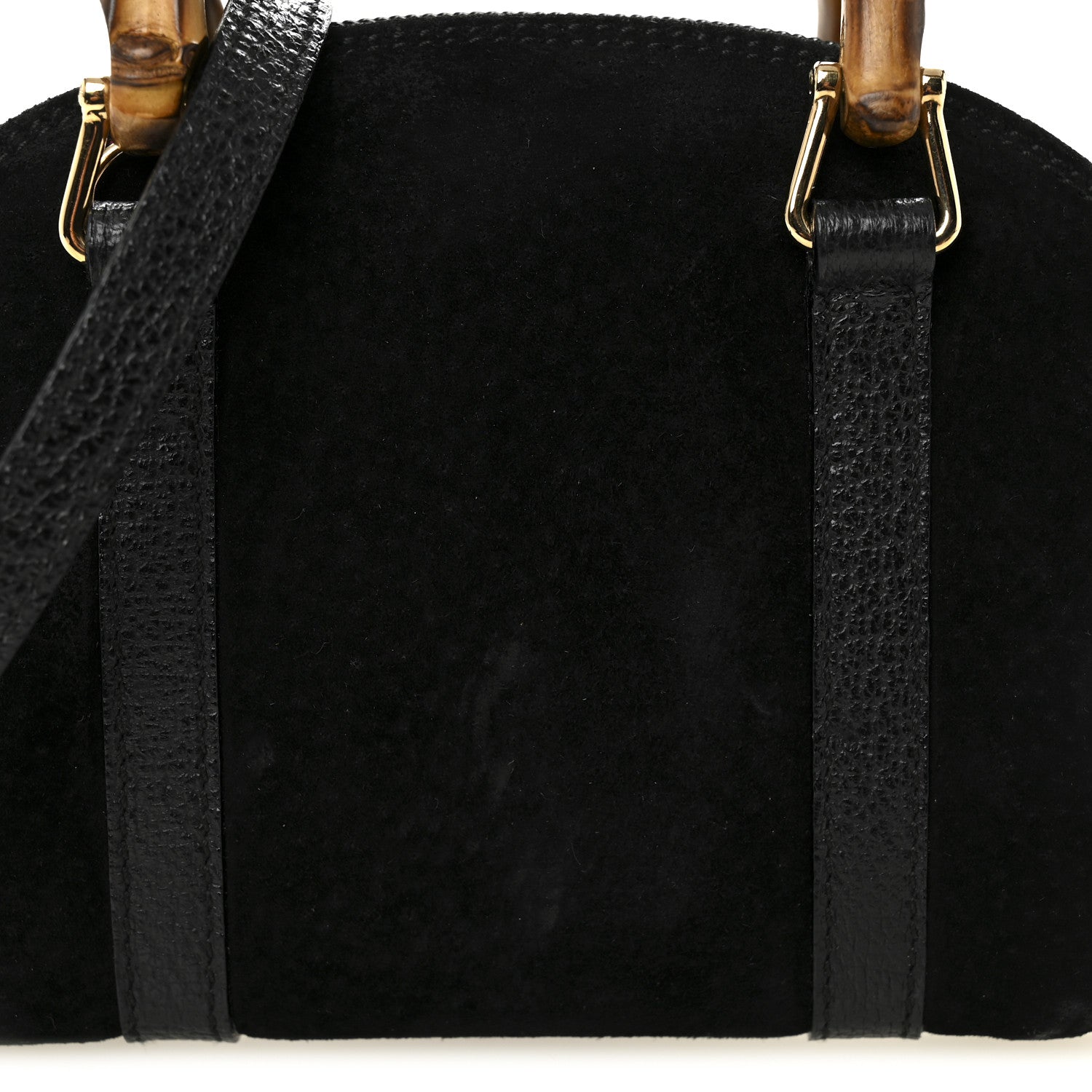 Suede Mini Bamboo Handle Bag Black