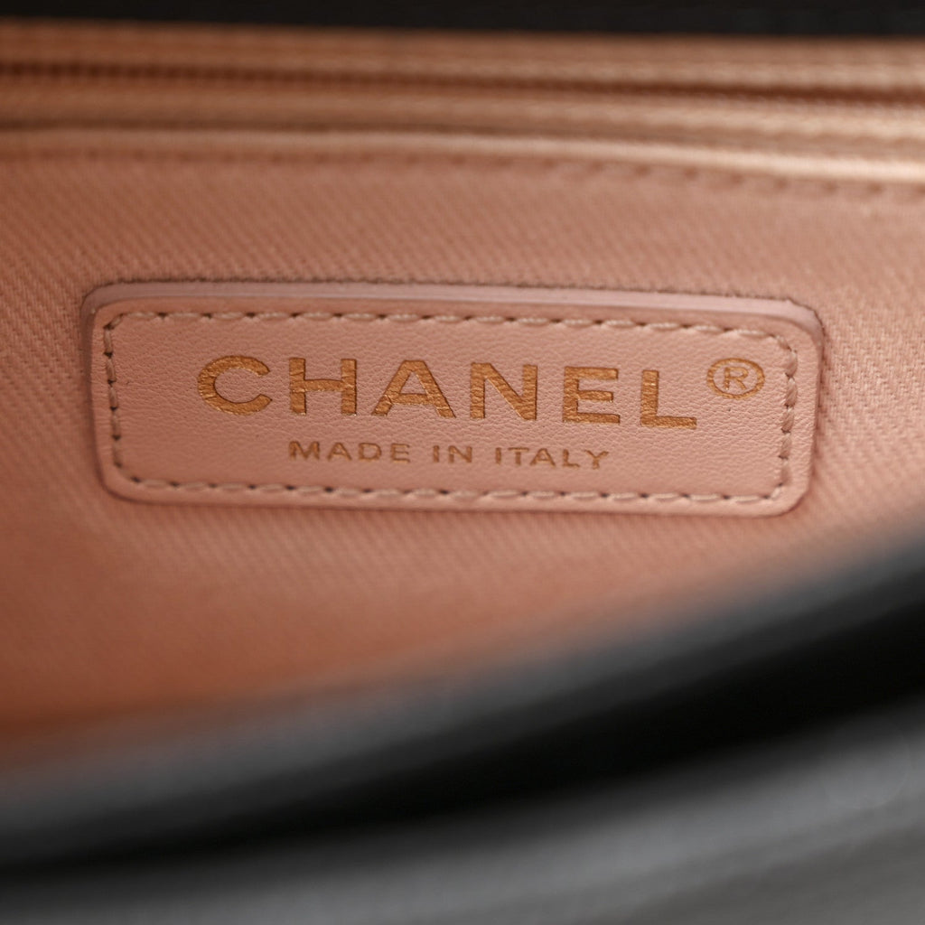 Grained Calfskin Quilted Small Cuba Top Handle Flap Black