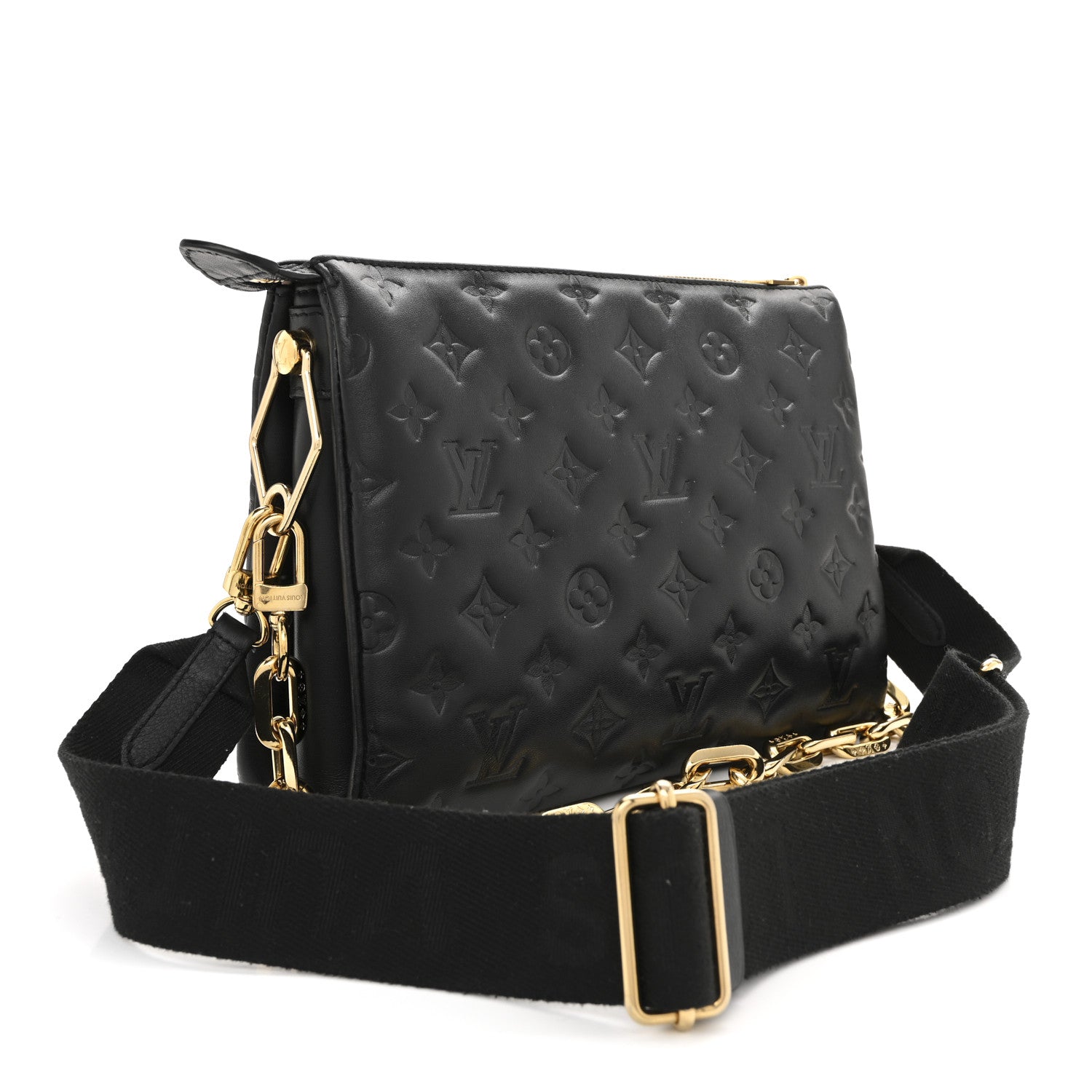 Lambskin Embossed Monogram Coussin PM Black