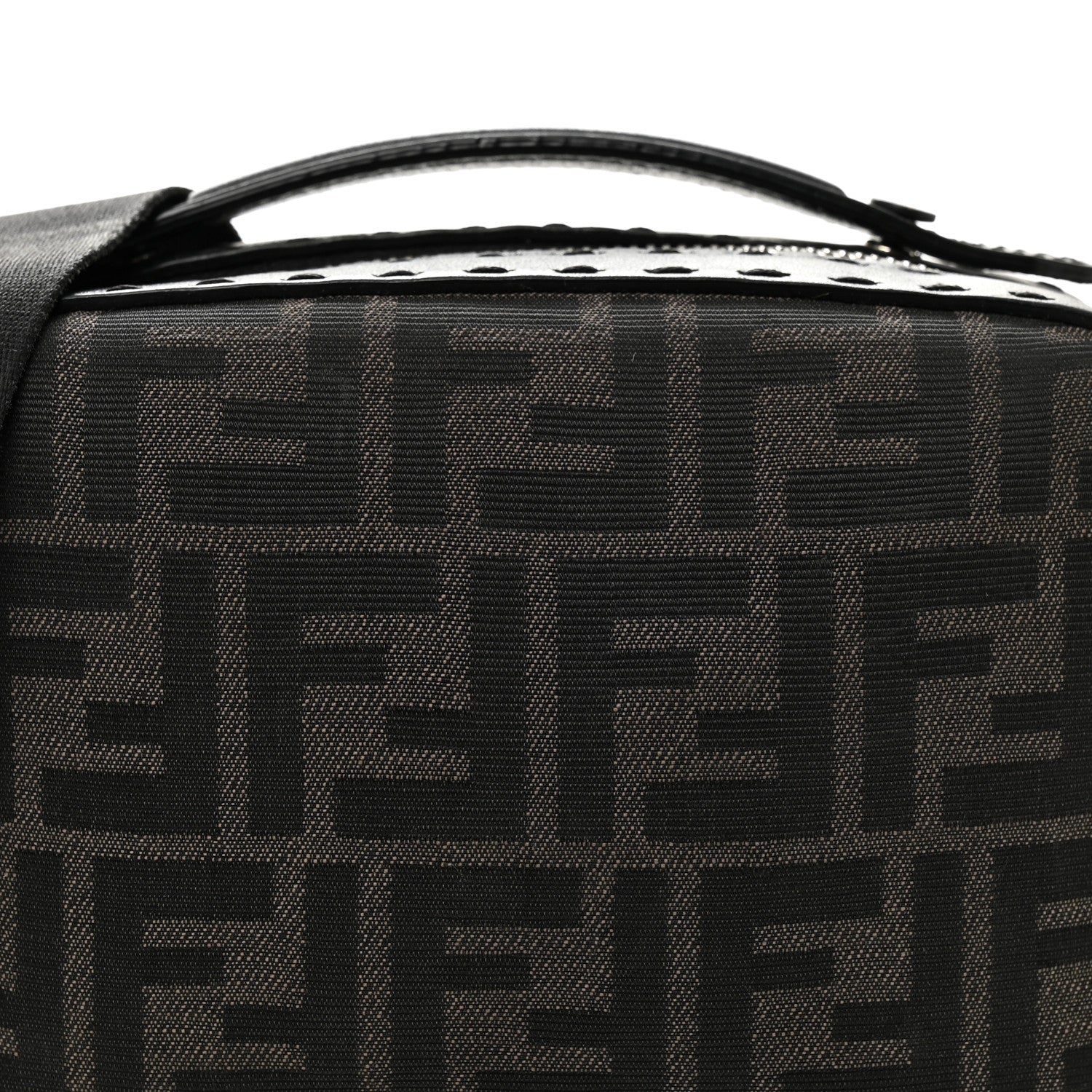 Recycled Fabric Jacquard Vitello Astro FF 1974 Mini Suitcase Bag Asfalto Black