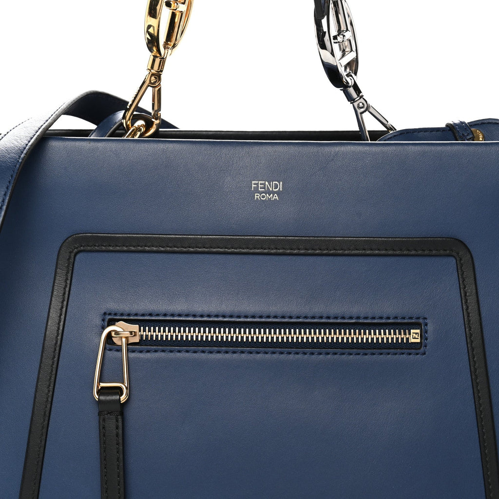 Vitello Century Opaco F is Fendi Bi-Color Small Runaway Satchel Blue Black