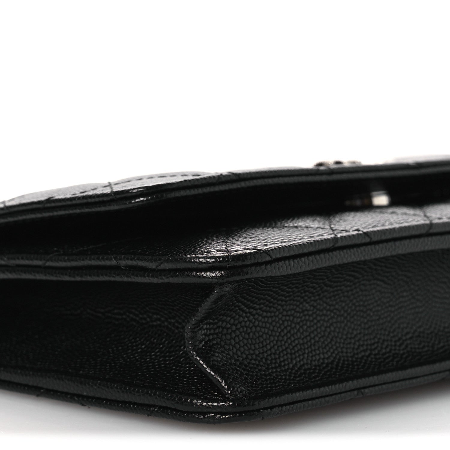 Caviar Quilted Crystal Star Wallet On Chain Black