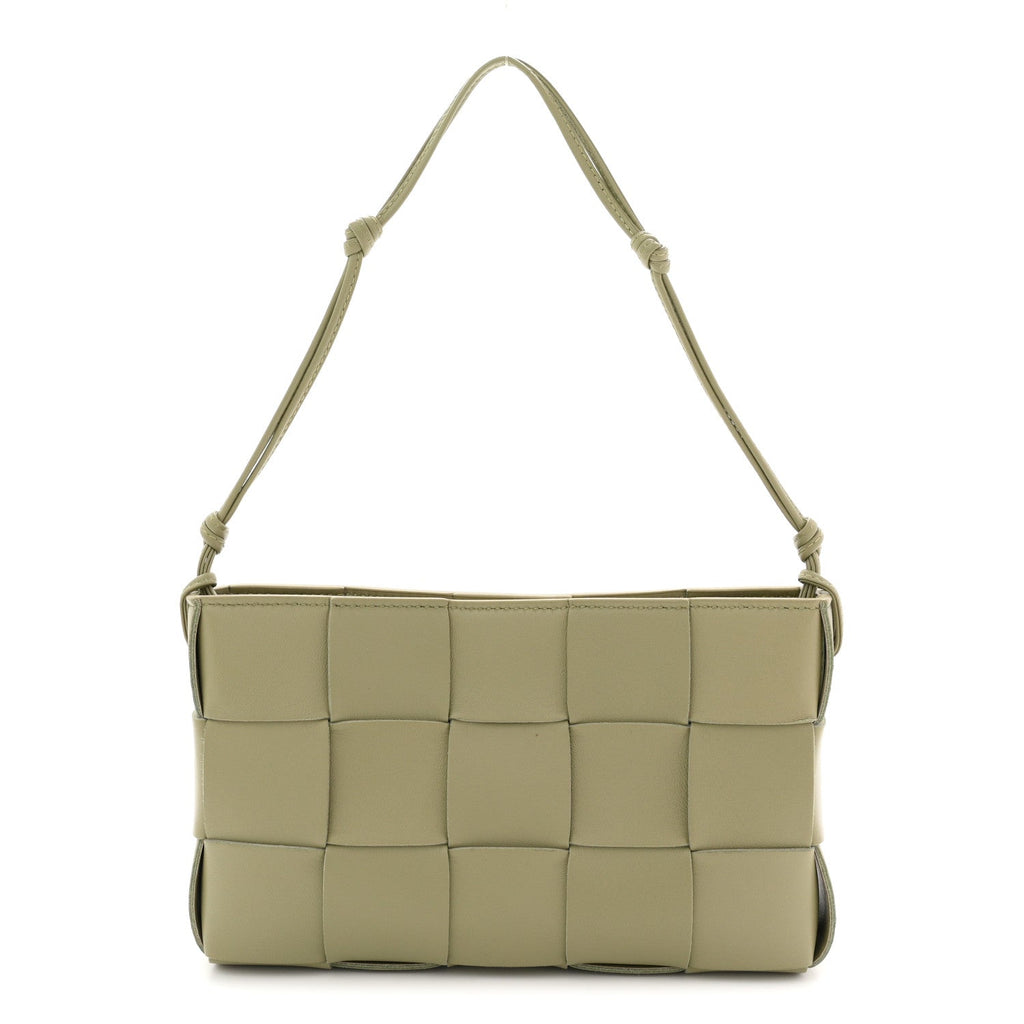 Calfskin Maxi Intrecciato Cassette Pouch On Strap Travertine