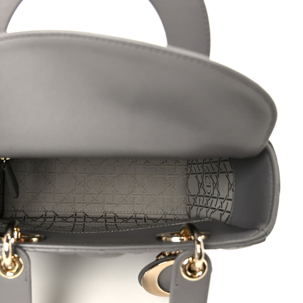 Lambskin Cannage Small Lucky Badges My Lady Dior Grey