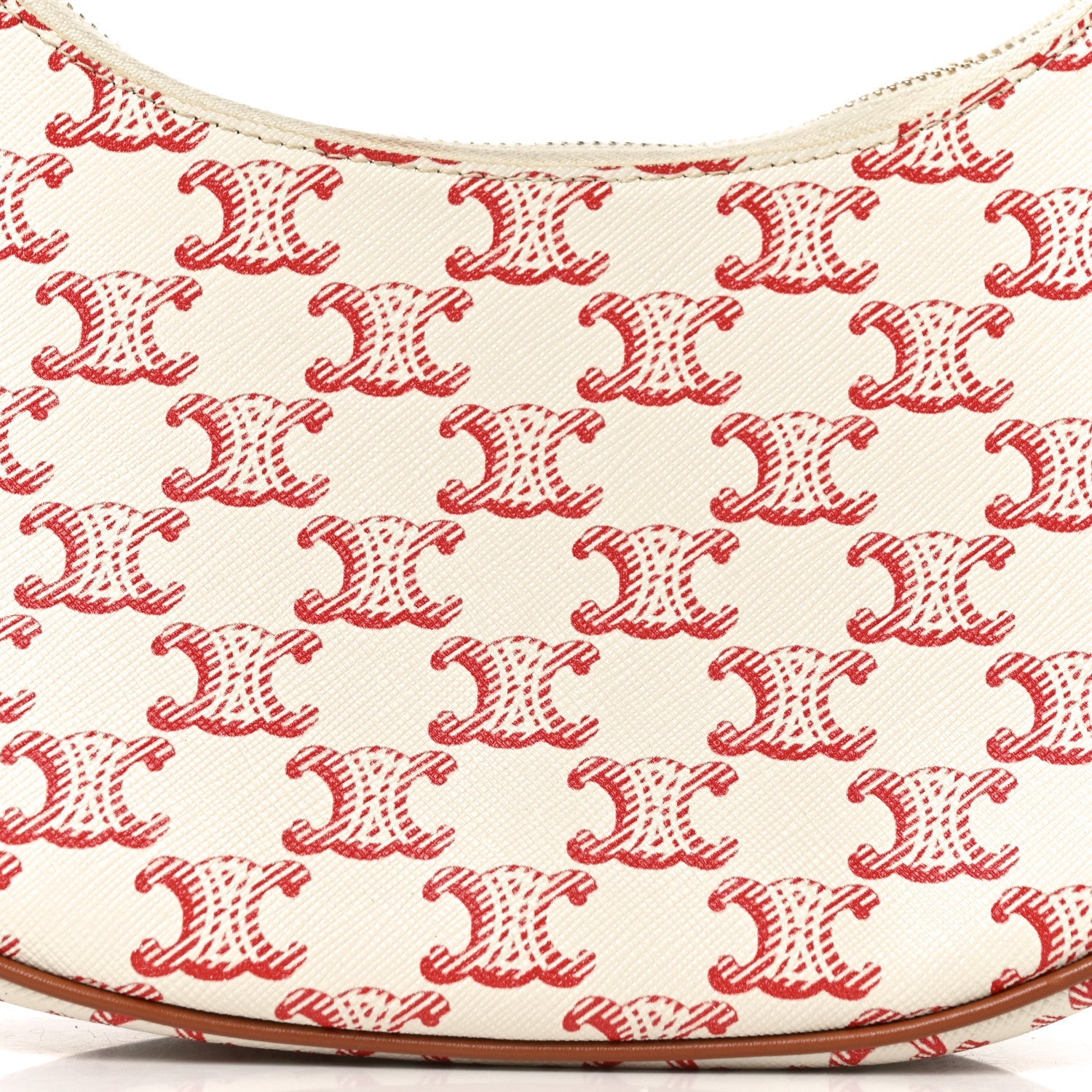 Canvas Calfskin Ava Triomphe Shoulder Bag Red