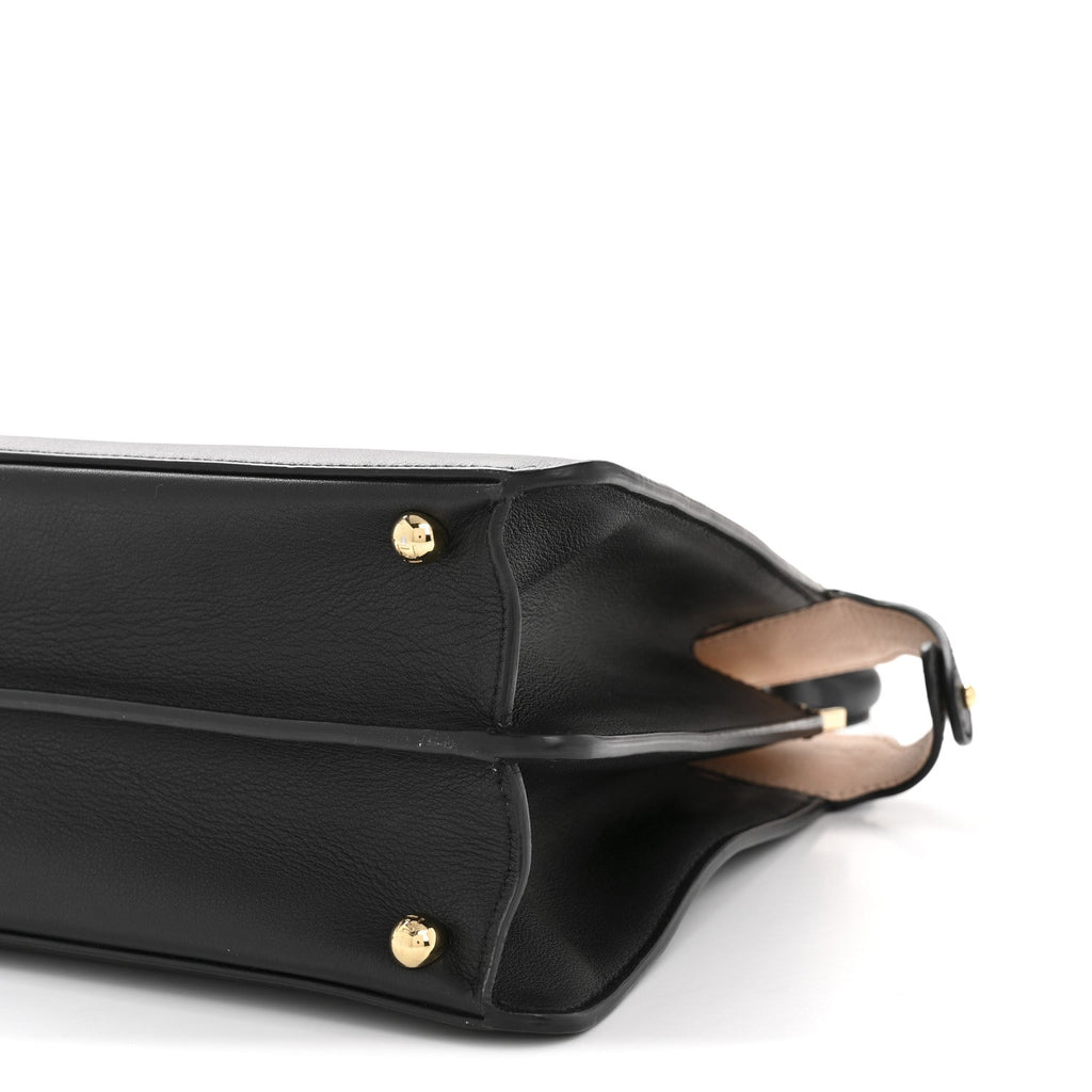 Vitello Seta Shiny Nappa Medium Peekaboo I SEE U Satchel Black Light Rose